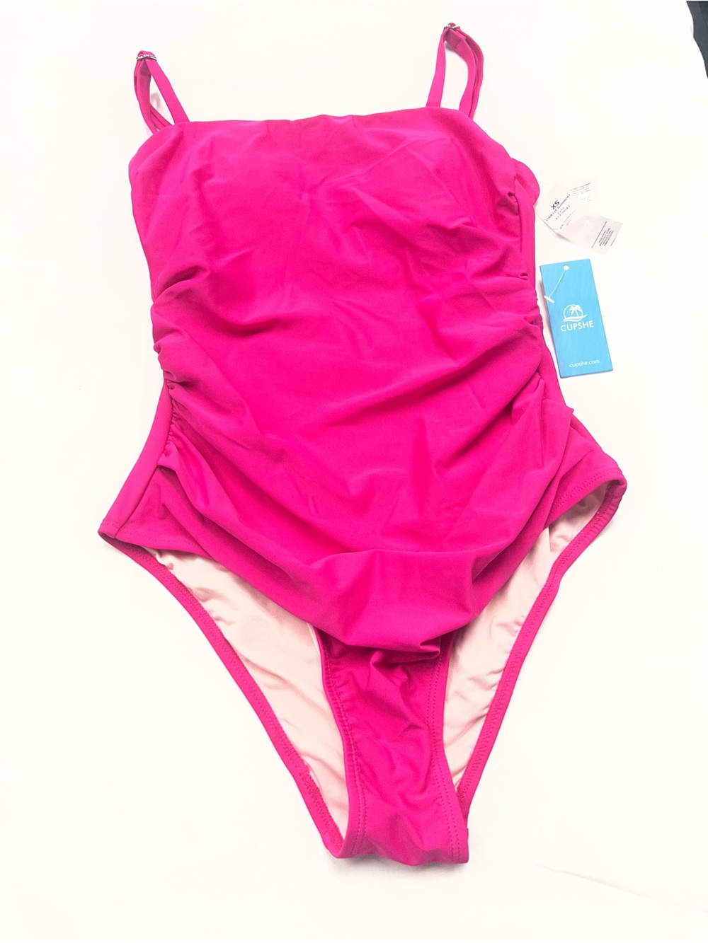Cupshe Hot Pink Ruched One-Piece Swimsuit